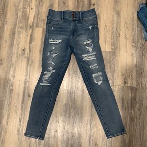 American Eagle Distressed Jeggings SZ: 10 Long